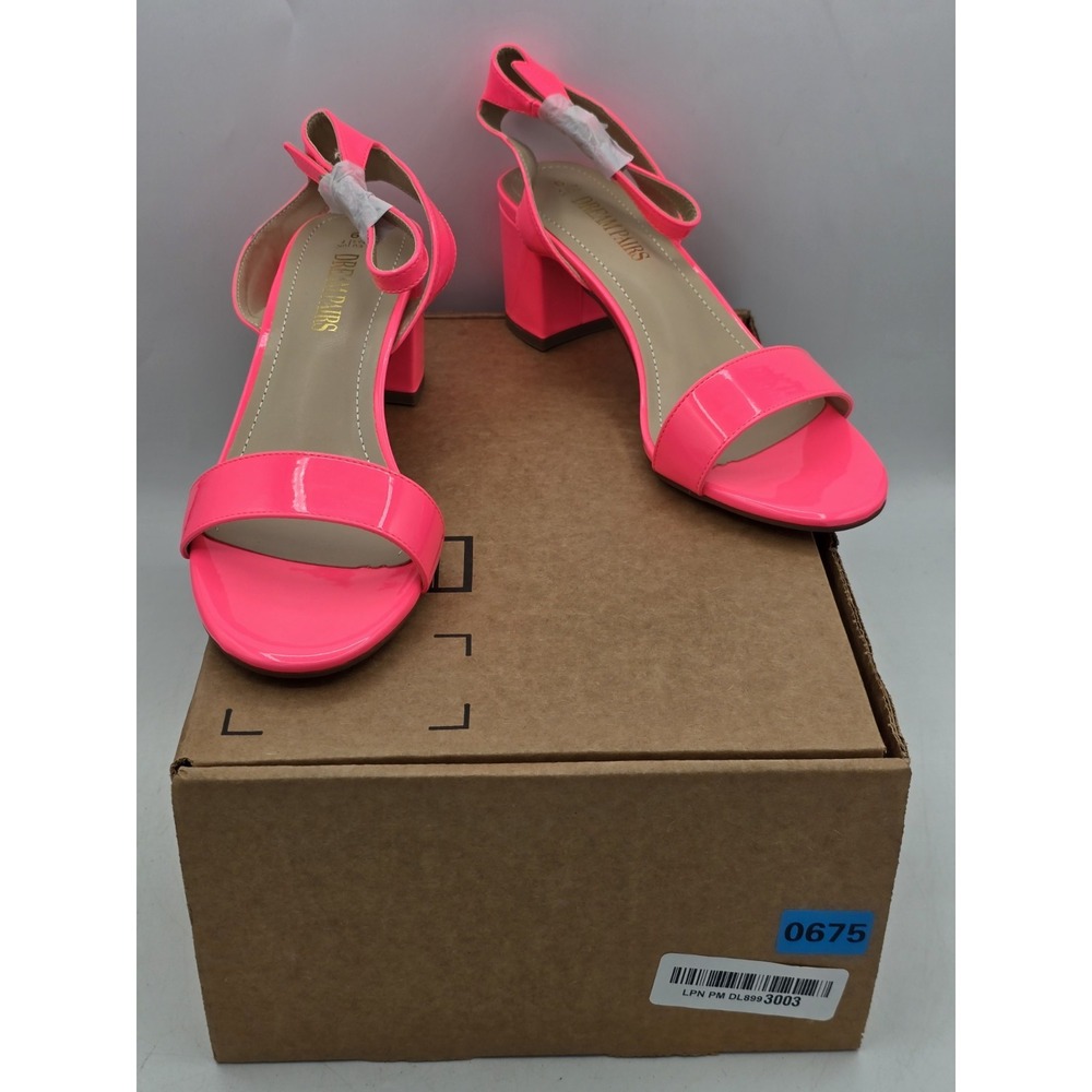 NEW Dream‎ Pairs Women's Chunky Block Heel Open Toe - Size 9 - Color Hot Pink